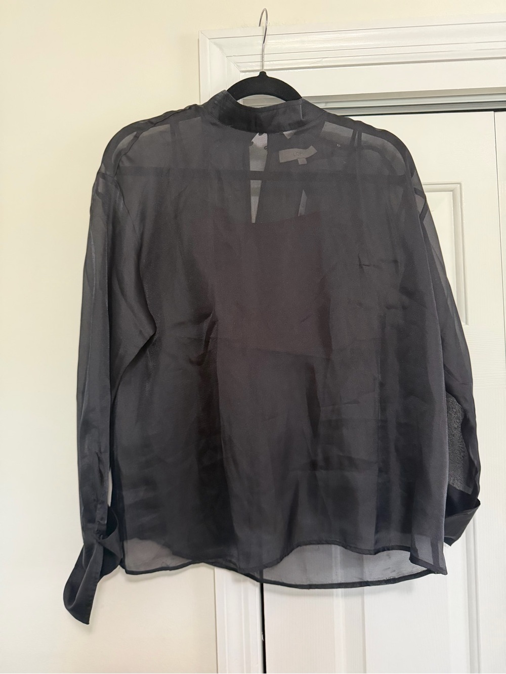 LOFT Black Sheer Long Sleeve Blouse w/ Under Tank Size Small, NWT